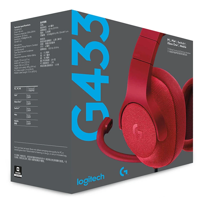 Logitech G433 Gaming Headset Red