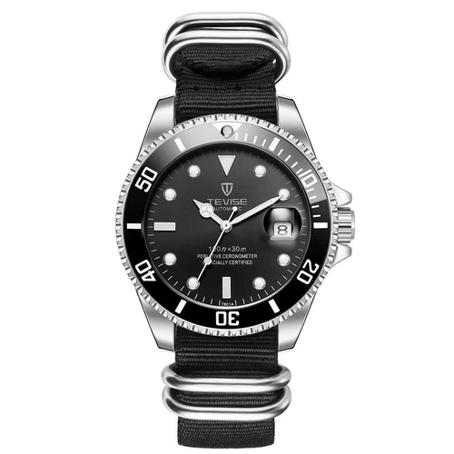 TEVISE T801A Men Mechanical Watch Black Silver