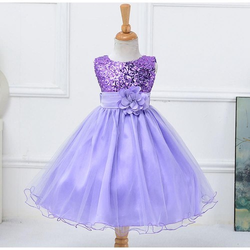 L067 Baby Girls Sleeveless Flower Princess Dress Size 100 Purple