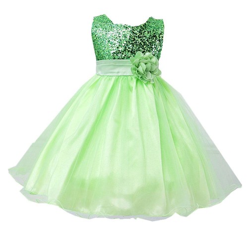 L067 Baby Girls Sleeveless Flower Princess Dress Size 140 Green