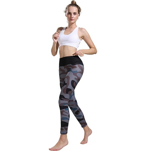 CK2231 Women Camouflage Yoga Pants Size S Dark Gray