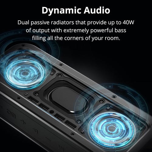 Tronsmart Force SoundPulse ™ 40 W Bluetooth-Lautsprecher IPX7 TWS und NFC 15 Stunden Spielzeit.
