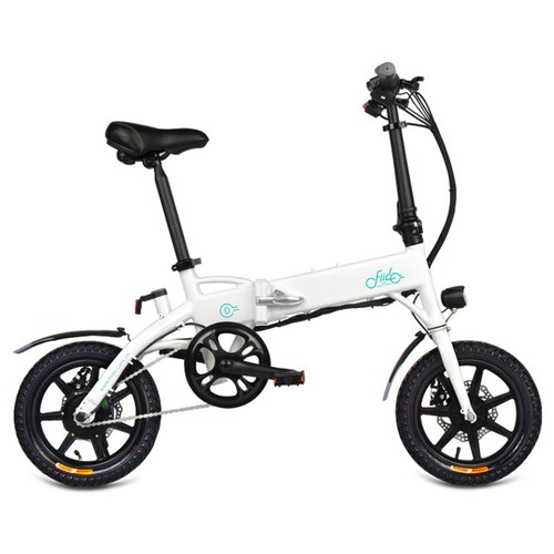 FIIDO D1 Folding Electric Moped Bike City Bike Commuter Bike Three Riding Modes 14 Inch Tires 250W Motor 25km/h 10.4Ah Lithium Battery 40-55KM Range - White