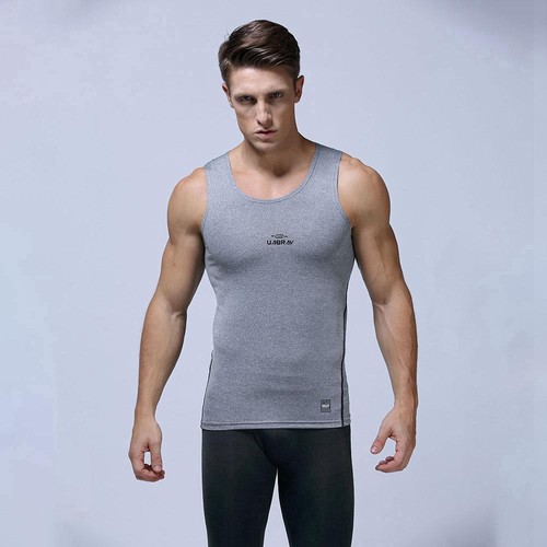 AK01 Men Sports Running Sleeveless Tops Size XL Grey