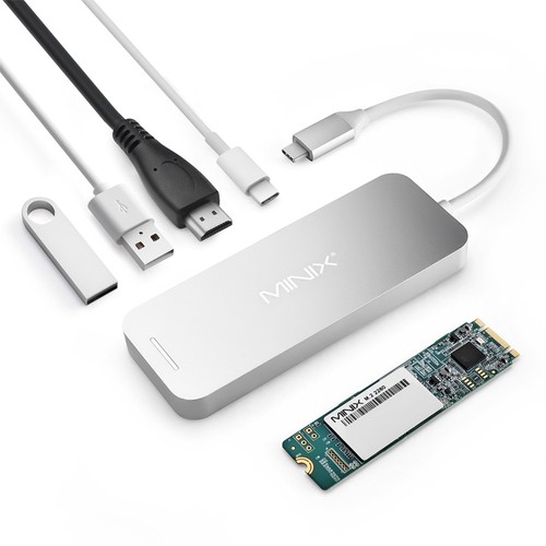 MINIX NEO S2 SSD USB-C Multiport Storage HUB Med 240G SSD Type-C till HDMI USB3 0 - Silver.