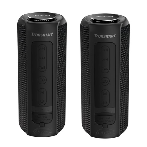 [2 Packs] Tronsmart Element T6 Plus Portable Bluetooth 5.0 Speaker with 40W Max Output, Deep Bass, IPX6 Waterproof, TWS - Black