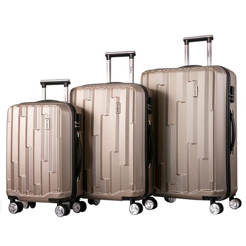 3PCS Fliex Hard Shell Travel Cases Trolley Luggages Champagne