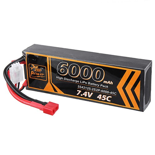 ZOP Power 2S 7.4V 6000mAh 45C T Plug Lipo Battery For RC Car Model FPV Racing Drone RC Airplane Helicopter