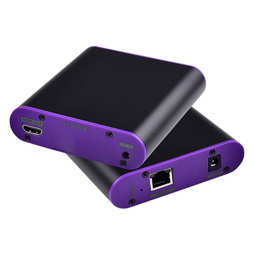 Measy CAT872 200m Optical Fiber Ethernet Extender 1080p 60Hz HD Audio Video Transmitter Receiver EU Plug - Black / Purple