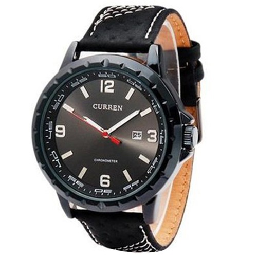 curren black analog watch