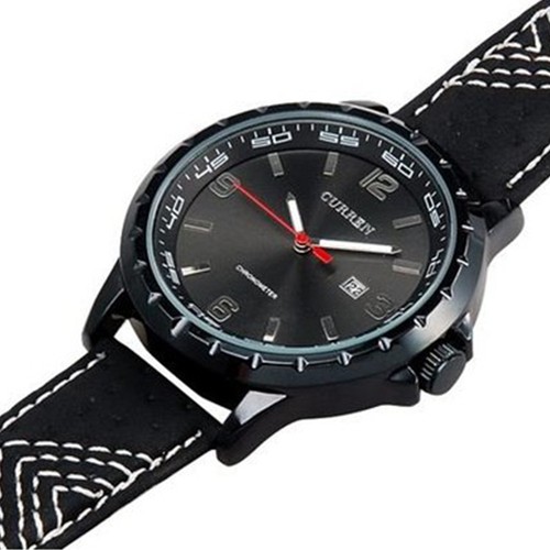 curren black analog watch
