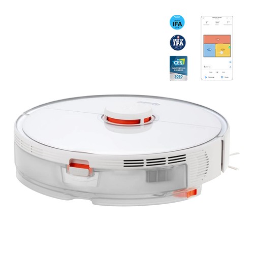 Roborock S5 Max Robot Vacuum Cleaner Virtual Wall Automatic Area Cleaning 2000pa Suction 2 in 1 Sweeping Mopping Function LDS Path Planning International Version - White