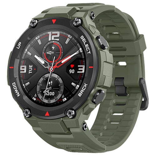 Amazfit T-rex Smartwatch 1.3 Inch Round AMOLED Screen 14 Sports Modes 5ATM Water Resistant GPS Positioning - Army Green