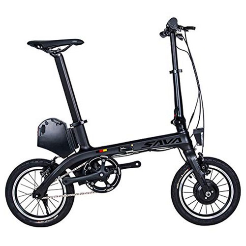 SAVA E0 Folding Electric Bicycle TORAY T700 Carbon Fiber Frame 14-inch 180W Brushless Motor Samsung 7.8Ah Lithium Battery Up To 40km Range Height Adjustable Smart Display IP67 - Black