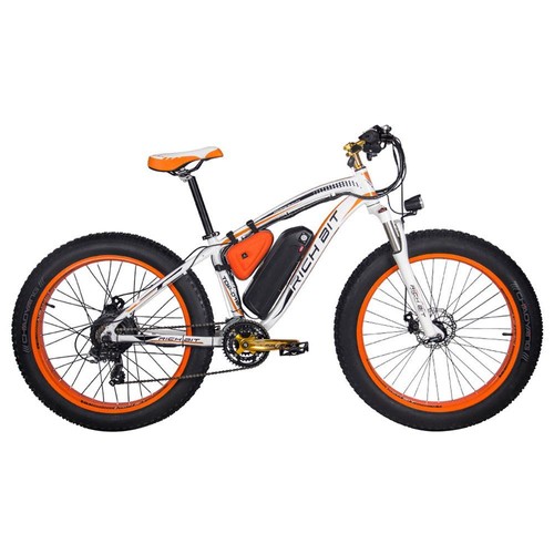 orange electric mountain bike