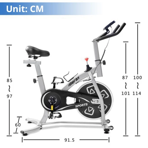 Merax Exercise Bike LCD Console Adjustable Seat Handlebar Black Silver