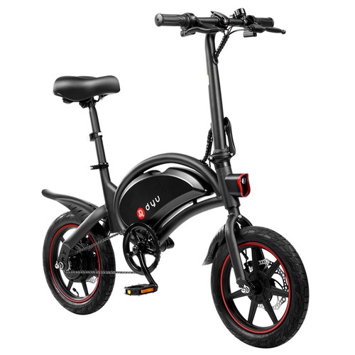 DYU D3F mit Pedal Faltbares Moped Elektrofahrrad 14 Zoll Schwarz