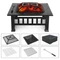 Multifunctional Square Iron Stove With Cover For Terrace Outdoor Courtyard Keep Warm Barbecue - Black