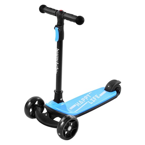 Kick Scooter Glide Scooter with Extra Wide PU Light-Up Wheels and 4 Adjustable Heights for Children from 3-12 years Blue
