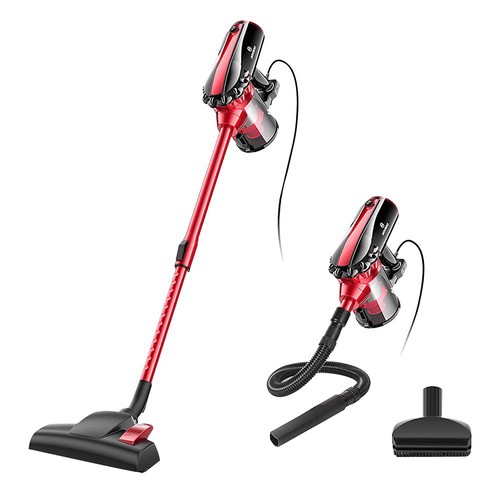 MOOSOO D600 Handheld Corded Vacuum Cleaner 500W Motor 17Kpa Strong Suction 3-stage Filtration System With Rotatable Brush Head for Pet Hair, Dirt, Debris, Hard Floor, Carpet - Red