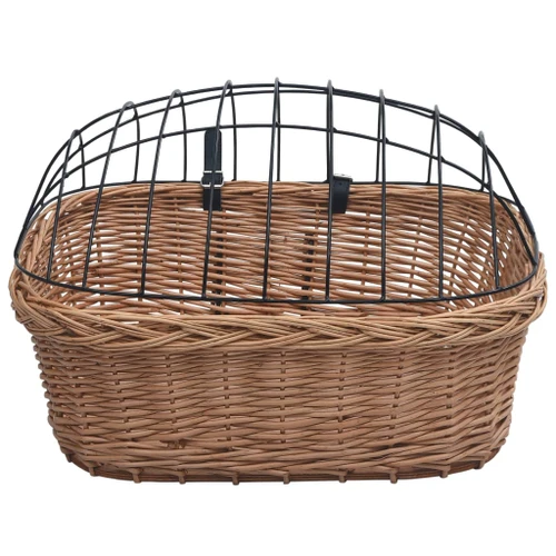 ZNTS Bike Front Basket with Cover 50x45x35 cm Natural Willow