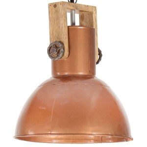 Industrial Hanging Lamp 25 W Copper Round Mango Wood 42 cm E27