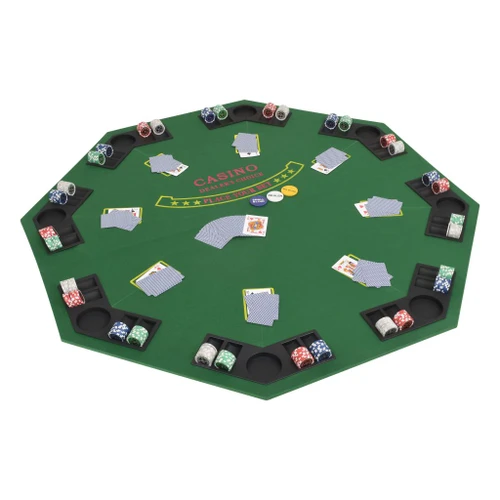 Tavolo da poker pieghevole per 8 giocatori 2 volte verde ottagonale