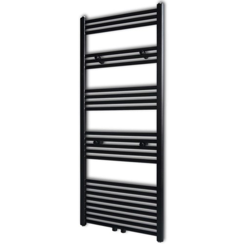 Black Bathroom Central Heating Towel Rail Radiator Straight 600x1424mm
