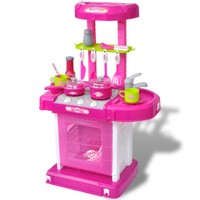 KidsChildren Playroom Toy Kitchen with LightSound Effects Pink