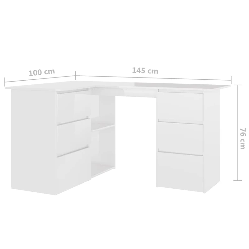 White high gloss corner desk discount