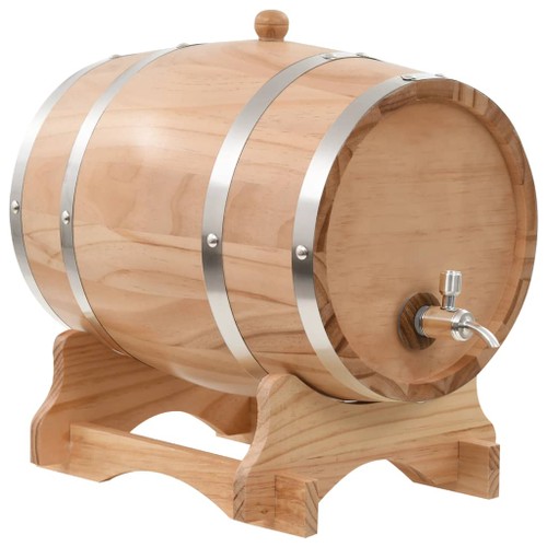 Wine Barrel with Tap Solid Pinewood 12 L Europe