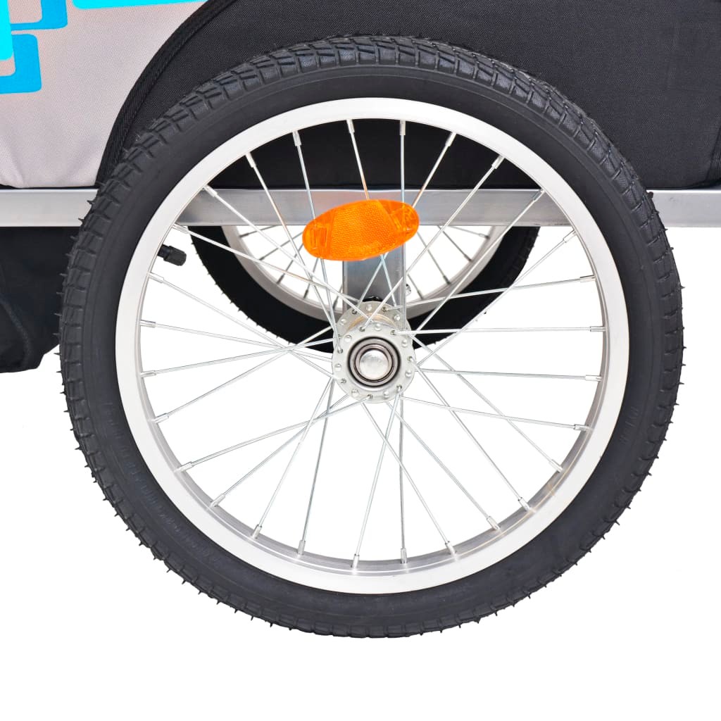Kids Bicycle Trailer Grey and Blue 30 kg