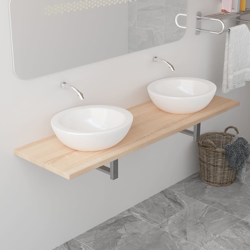 Bathroom Wall Shelf For Basin Oak 160x40x163 Cm