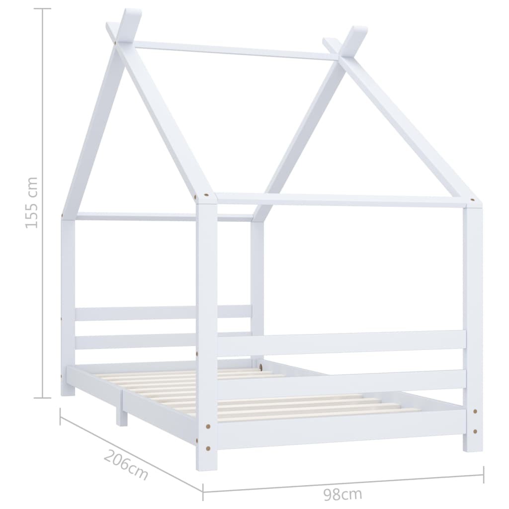 Kids Bed Frame White Solid Pine Wood, Triangle Bed Frame