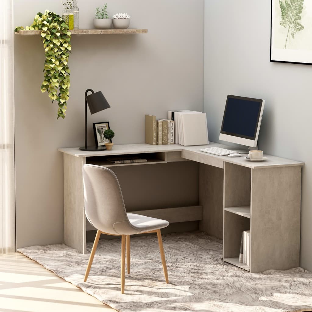 concrete l shaped desk