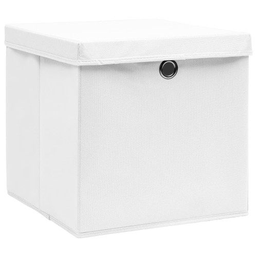 Aufbewahrungsboxen mit Deckel 10 Stück 28x28x28 cm Weiß