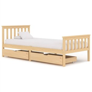 Bed Frame with 2 Drawers Solid Pine Wood 100x200 cm