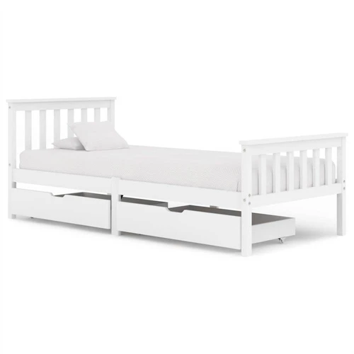 Drawers White Solid Pine Wood 90x200 Cm, White Solid Pine Bed Frame
