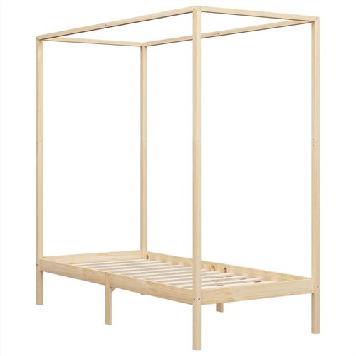 Canopy Bed Frame with 2 Drawers Solid Pine Wood 90x200 cm