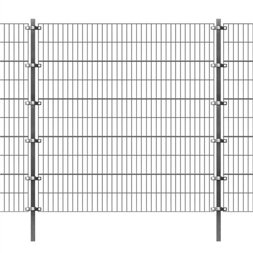 Fence Panel with Posts Powder-coated Iron 6x2 m Anthracite