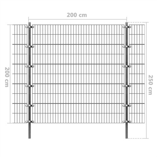 Fence Panel with Posts Powder-coated Iron 6x2 m Anthracite