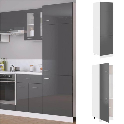 Free Standing Grey Gloss Kitchen Cabinets Cupboards Set 7 Units 240cm  2400mm