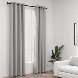 LinenLook Blackout Curtains with Grommets 2pcs Grey 140x245cm