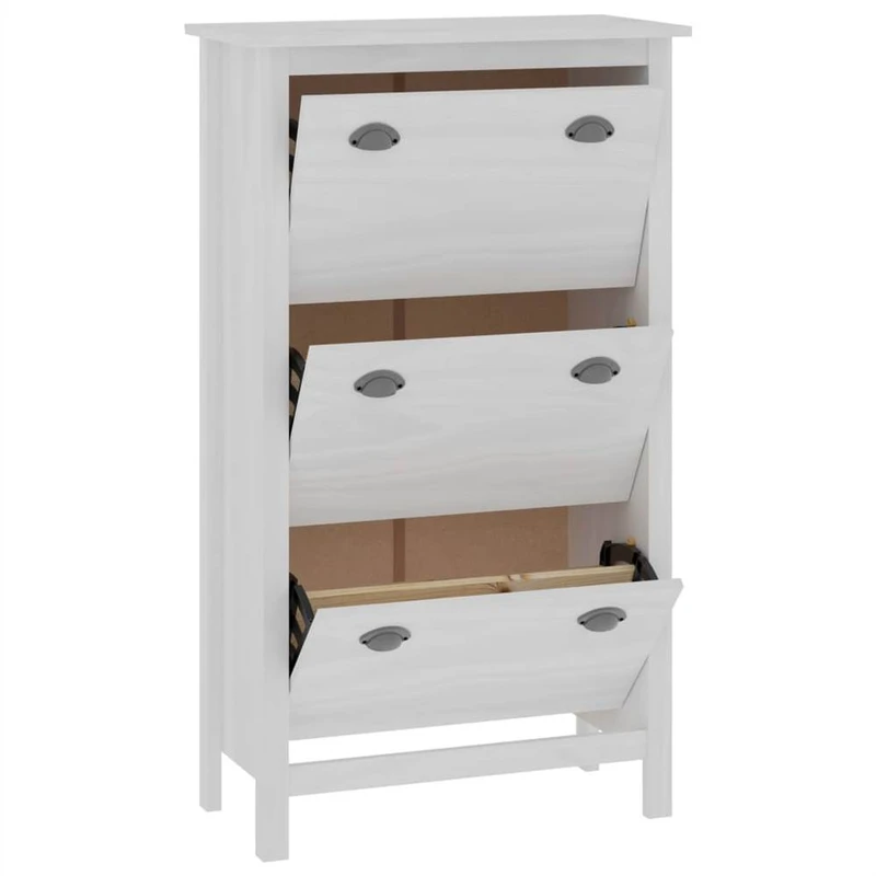 Shoe Cabinet Hill Range White 72x35x124 cm Solid Pine Wood