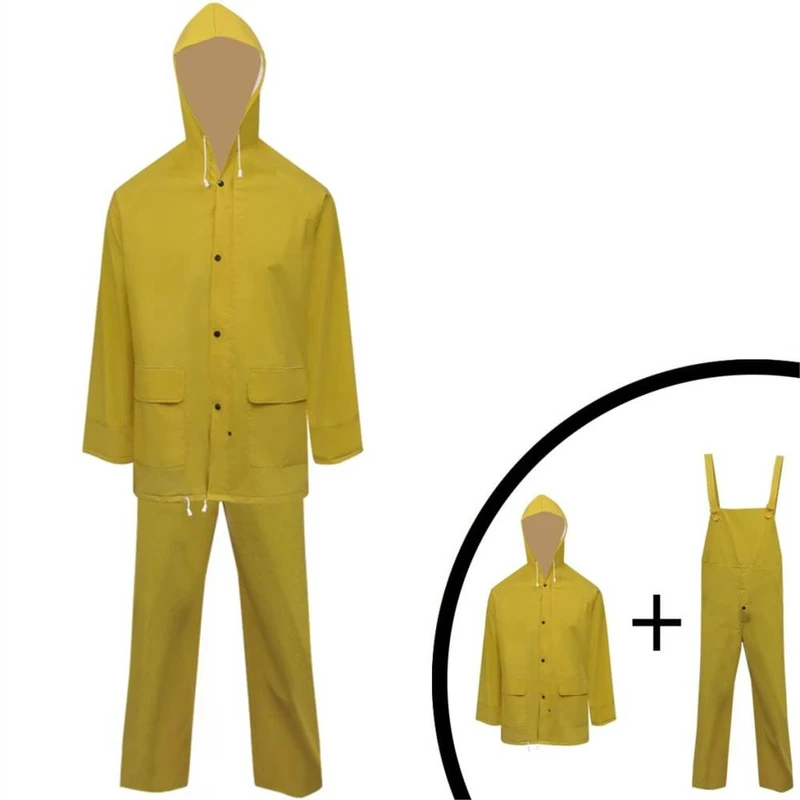 Waterproof Heavy duty 2 piece Rain Suit with Hood Yellow L