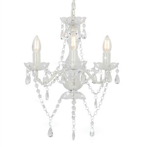 Chandelier with Beads White Round 3 x E14