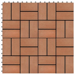 11 pcs Decking Tiles WPC 30x30 cm 1 sqm Teak Colour