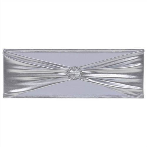 25 Stück dehnbares Stuhlband mit Diamantschnalle in Silber