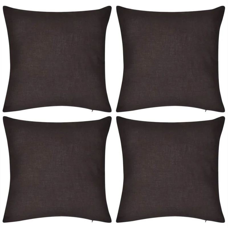 4 Brown Cushion Covers Cotton 80 x 80 cm