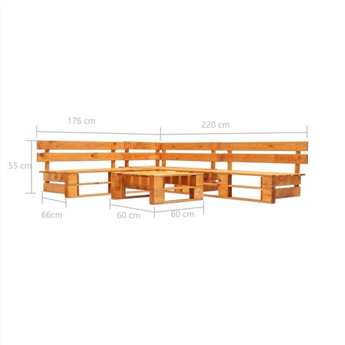 4-teiliges Garten-Paletten-Lounge-Set aus Holz, honigbraun